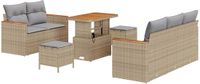 vidaXL Tuinbank Set 8-delig Beige Polyrattan