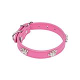 Douceur d'Intérieur Halsketting met kroonbedels van kunstleer, 35 x 1,6 cm, fuchsia