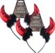 Henbrandt Halloween diable cornes avec fourrure - 2x - serre-tête - rouge/noir - plastique