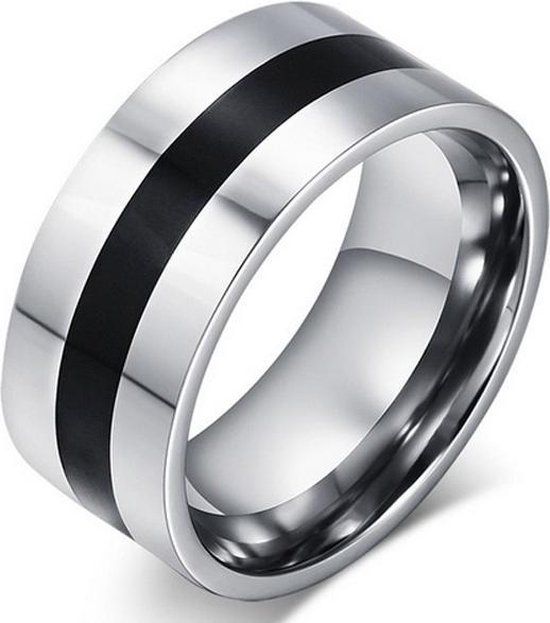 LGT JWLS RVS heren ring Black Line 9mm-19mm