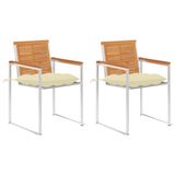 vidaXL Fauteuils de jardin avec coussins, 2 pièces. Fabriqué en bois d'acacia massif et en acier