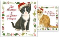 Comello Kerstkaarten - Franciens katten - Poezen met kerstmuts - 2 motieven - 10 st.