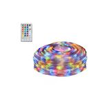 VoltShine Led-lichtsnoer met 4 AA-batterijen, rechte leren kabel, RGB, 0,3 m + 10 m, 100 leds, 10 cm, transparante kabel, afstandsbediening met 32 toetsen, IP44.