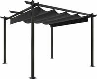 vidaXL Tuinprieel met uittrekbaar dak, 3x3 m, antracietkleurig