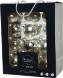 Decoris Kerstballen - 26 stuks - glas - zilver - 5-6-7 cm