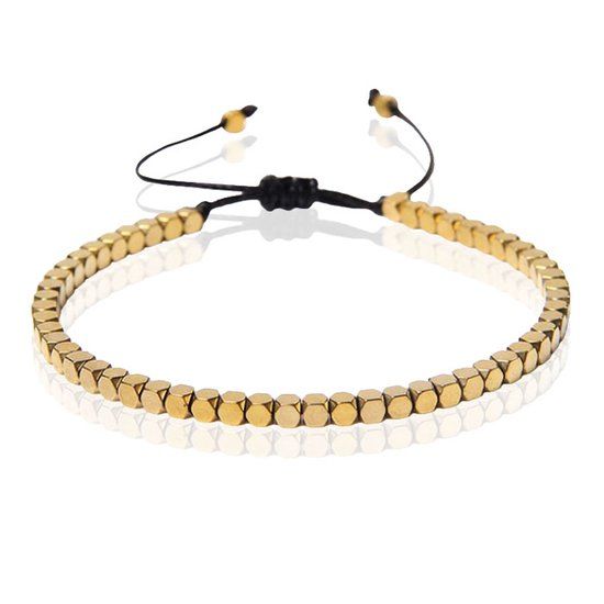 LGT JWLS Dames Armband - 4mm Cube Goudkleurig