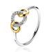 ZINZI zilveren bicolor ring 3 verbonden cirkels wit ZIR2045Y
