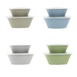 Ecoplast Dorica 1 paar slakommen van kunststof met deksel, taupe/ijs/groen/lichtblauw
