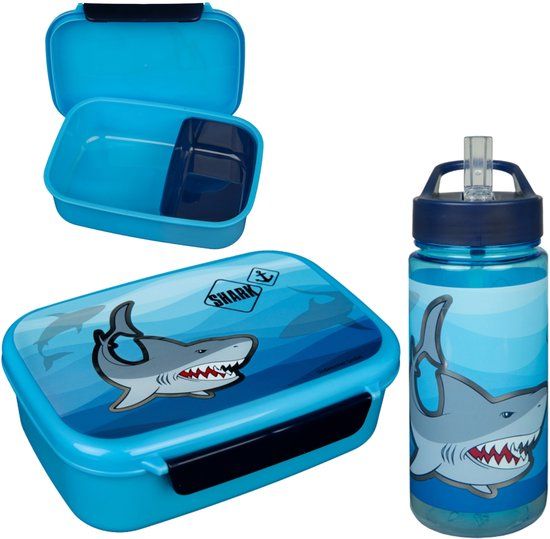4KidsOnly Undercover Gmbh Haai Lunchset - Lunchbox - Drinkfles - Blauw