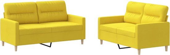vidaXL 2-delige Loungeset met kussens stof lichtgeel