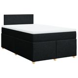 vidaXL Boxspringbed met matras, stof, zwart, 120x200 cm