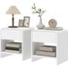 Nordic Table de chevet 2 pièces avec coins arrondis - Table de chevet avec tiroir, 40 x 35 x 45 cm, Blanc
