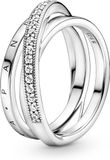 Pandora Signature Crossover Pavé Triple Band Ring van sterlingzilver met heldere zirkoniasteentjes, 58