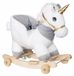LEAN TOYS Cheval à bascule licorne à s'asseoir, 2-en-1 cheval à bascule pour bébé, blanc