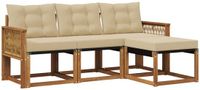 vidaXL Bank Loungeset Acacia Hout Natuurlijk en Beige 4-zits