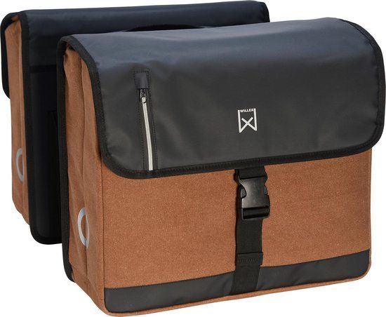 WILLEX Dubbele Businesstas 40L Bruin/Zwart - Canvas - Inclusief regenhoes