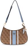 GUESS Noelle II Top Zip Shoulder Bag Latte Logo / Light Blue Lichtbruin