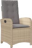vidaXL Tuinstoel verstelbaar met kussens poly rattan gemengd beige