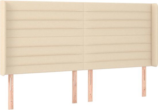vidaXL Hoofdbord - 183x16x118/128 cm - Stof - Crèmekleurig