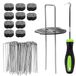 Velway 100 Membraanharingen voor onkruidbestrijding + 100 bufferwasmachine, 150 mm onkruidmat, metalen tuinlandschap nietjes, kunstgrasspelden, bodembedekker, mossen stof, kunstmatige