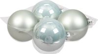 Othmar Decorations Bv 4x stuks kerstversiering kerstballen mintgroen (oyster grey) van glas - 10 cm - mat/glans - Kerstboomversiering