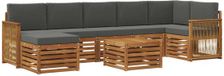 vidaXL - Ensemble de salon d'angle - 7 places assises - Naturel et anthracite - Bois d'acacia