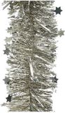Decoris Guirlandes de Noël - 2x - étoiles - argent/champagne - 270 x 10 cm - lametta/feuille