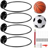 Support de ballon Matériau en fer de haute qualité - Montage mural - Football/Basket-ball/Rugby/Volley-ball - Résistant à la corrosion - Capacité de charge - Vis de fixation incluses - Support de ballon