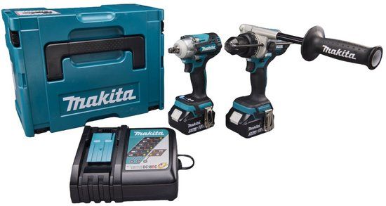 Makita DLX2590TJ Accu combiset 2-delig (DHP492 + DTW300) 18V 5.0Ah in Mbox