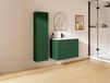 Vente-unique Hangend badmeubel met inbouwwastafel en kast - Mat groen - 80 cm - ZEVINI