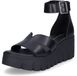 Tamaris - Dames - Sandalen - Plateau sandalen - Zwart - Leer - Maat 42