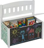 Merkloos Kinderbank - wit, zwart, groen - 57x55,5x30 cm - MDF