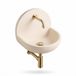 Saniclass Fuente fonteinset – halfrond – 46.5x35x43.2 cm – solid surface crème – geborsteld gouden kraan