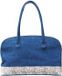 KnitPro Bloom Schoudertas Blauw Gebloemd Canvas/Linnen/Imitatiesuède 40x14x26cm