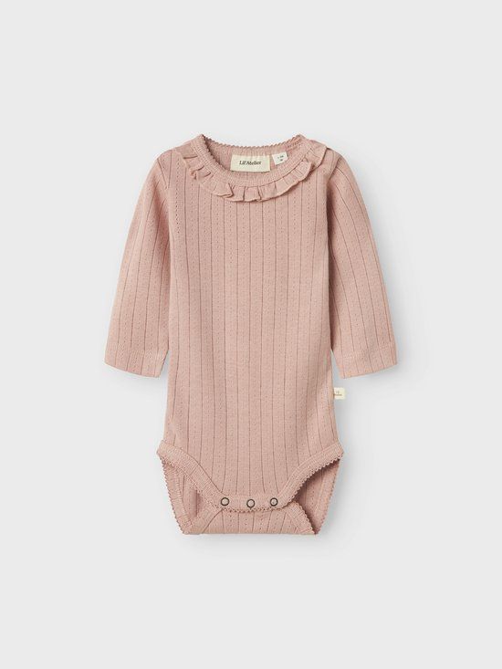 NAME IT NBFRACHEL NIS LS SLIM BODY LIL NOOS - Baby - Bodies - Roze - Effen - Katoen/Modal - Maat 74