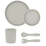 Kikka Boo Ensemble complet de repas pour bébé en silicone Platinum, Sand, 5 pièces