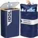 PromoHome Poubelle de cuisine avec 2 sacs de transport extra larges - Système de recyclage pour la séparation des déchets - Poubelle pliable pour bouteilles consignées et verre - Bleu