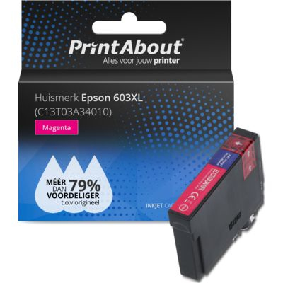 PrintAbout Huismerk Epson 603XL (C13T03A34010) Inktcartridge Magenta Hoge capaciteit