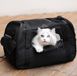Pettom Unyqoos Transportbox voor honden en katten, opvouwbaar, waterdicht, met schouderriem, zacht gevoerd, voor reizen in het vliegtuig, auto of trein, voor huisdieren (zwart, L: 47 x 23 x 28 cm)