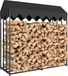 Étagère de stockage de bois - Stockage extérieur pour bois - 186x70x185 cm - Housse imperméable en tissu Oxford 600D - Cadre en acier - Capacité de charge 300 kg - Convient pour jardin/terrasse - Marron chocolat