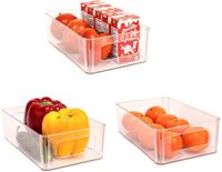 Merkloos Set van 3 Koelkast Organizers - Transparant - Plastic