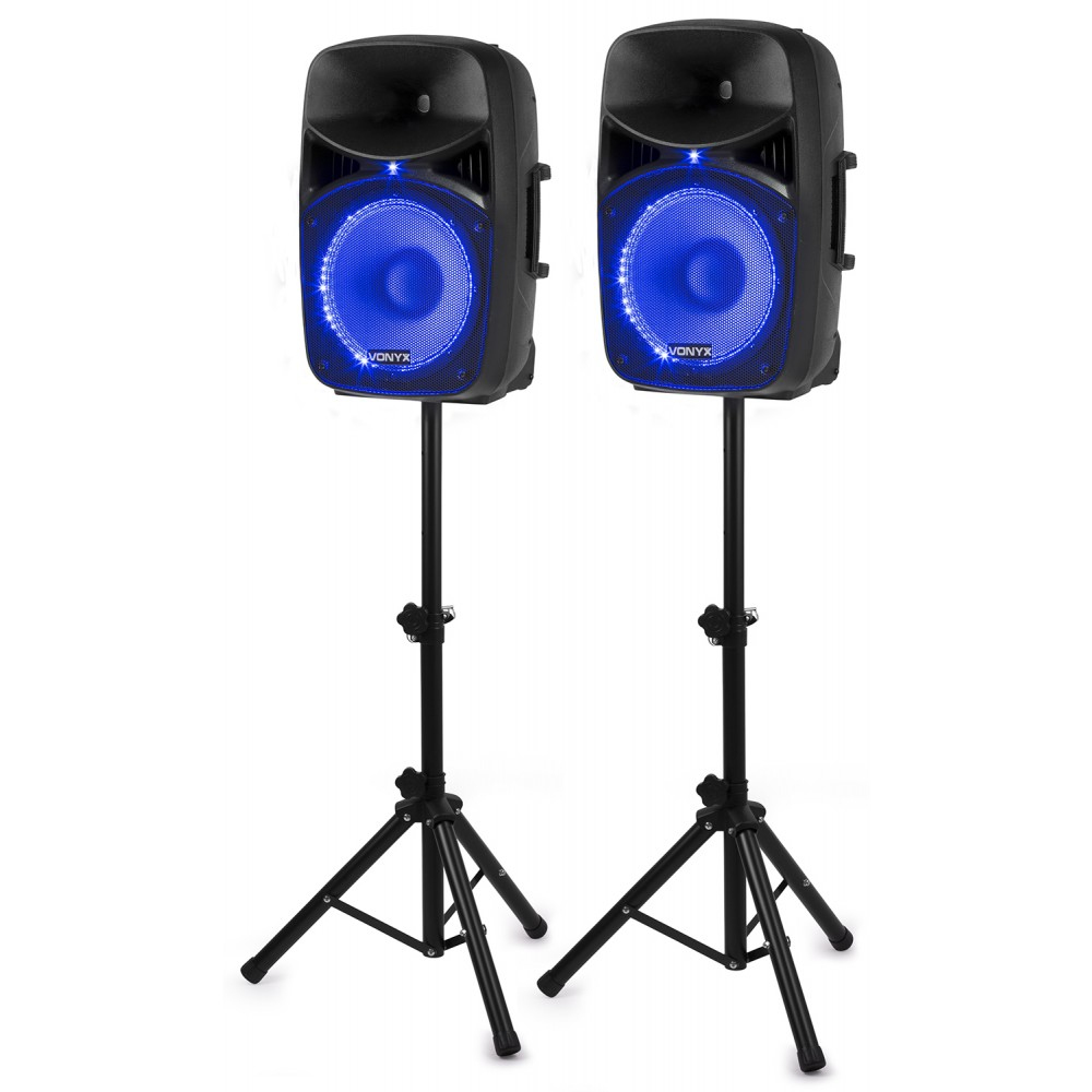 Vonyx VPS122A - 400W 2.0 Channel Bluetooth Speaker with SD Card Reader - Black