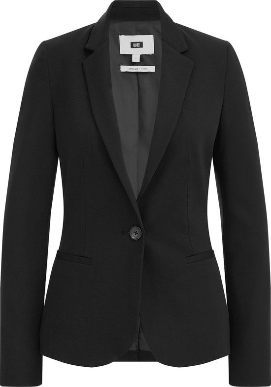 WE Fashion Dames getailleerde jersey stretch blazer zwart XXL