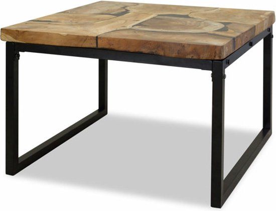 vidaXL Salontafel 60x60x40 cm teakhout en hars