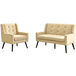 Ensemble de 2 fauteuils d'appoint en tissu durable avec pieds en bois massif et patins protecteurs