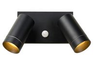 Lucide TAYLOR - Wandspot Buiten - 2xGU10 - IP54 - Zwart - Met Sensor