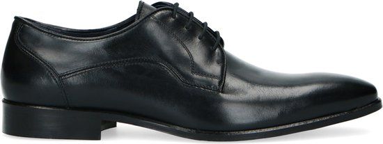 Manfield Heren Zwarte Leren Veterschoenen Maat 40