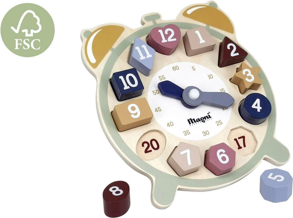 Magni Klokpuzzel - 13 Delig - FSC-Hout - Multicolor