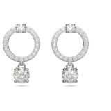 Swarovski Attract ringoorbellen, Ronde slijpvorm, Wit, Rodium toplaag