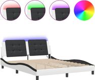 vidaXL Bedframe met LED zonder matras "Zadar" wit en zwart 160x200 cm